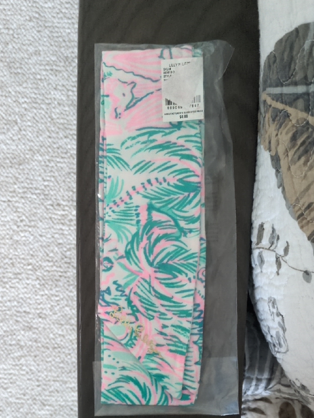 Lilly Pulitzer Camelflage Pink & Teal Tropical Palm Headwrap - Picture 2 of 3